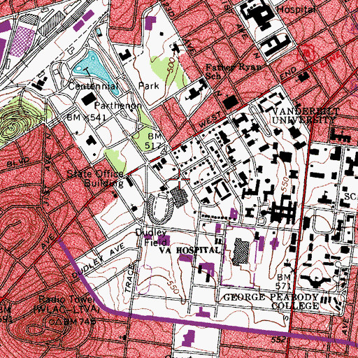 Topographic Map of Kensington Garage, TN