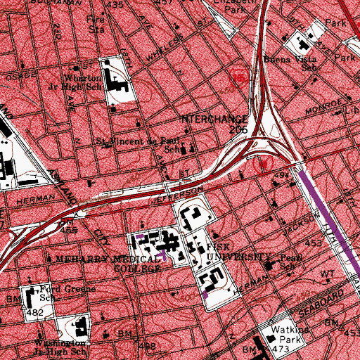 Topographic Map of Lee Chapel African Methodist Episcopal Learning Center, TN