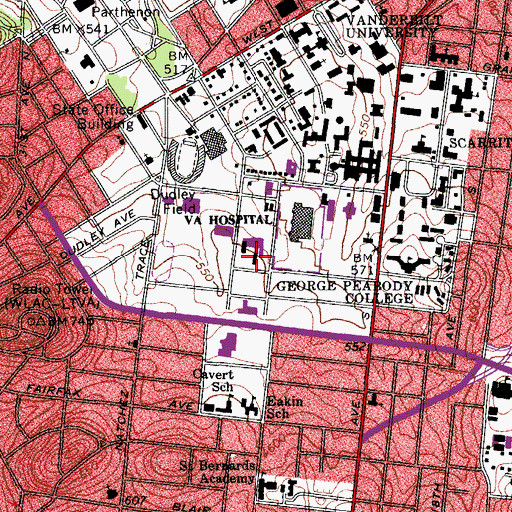 Topographic Map of Lewis House, TN