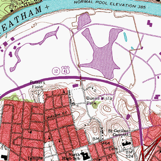 Topographic Map of Looby Branch Nashville and Davidson Public Library, TN