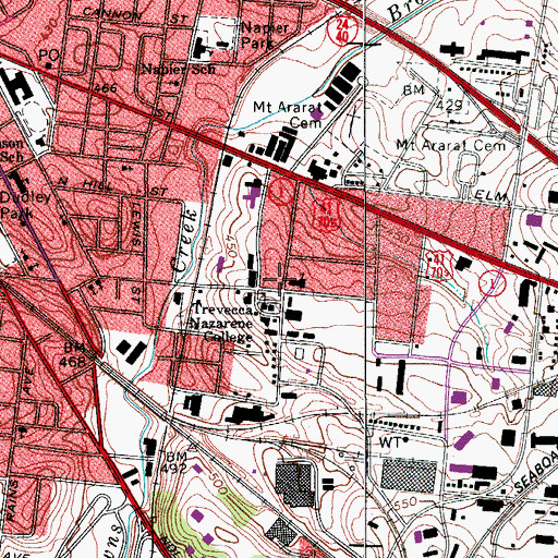 Topographic Map of Mackey Building, TN