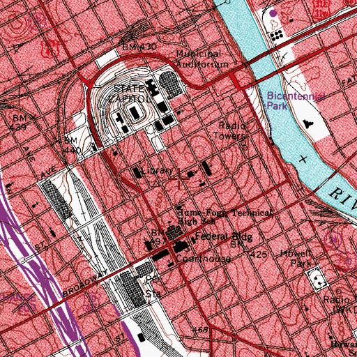 Topographic Map of Main Branch Nashville Public Library, TN