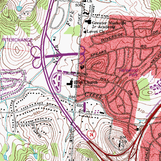 Topographic Map of The Victory Empowerment Center, TN