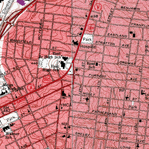 Topographic Map of The Village Church, TN