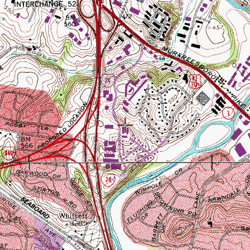 Topographic Map of The Worship Training Center, TN