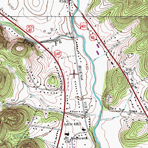 Topographic Map of Third Baptist Church, TN