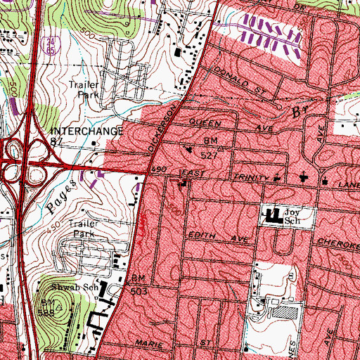 Topographic Map of Trinity United Methodist Church, TN
