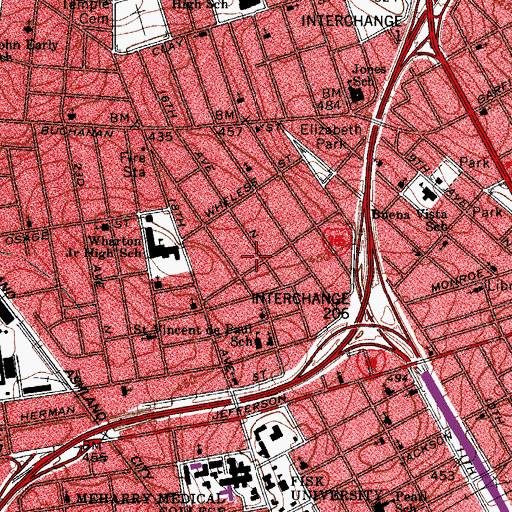 Topographic Map of True Gospel Church, TN