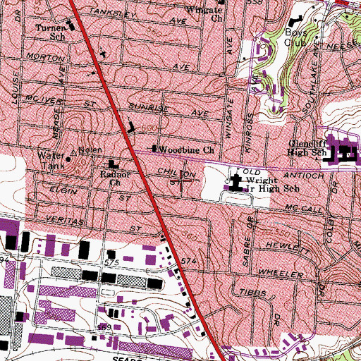 Topographic Map of True House of Praise Church of God in Christ, TN