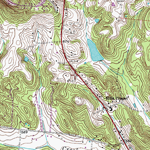 Topographic Map of Tusculum Church of Christ, TN