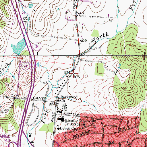 Topographic Map of Victory Baptist Church, TN