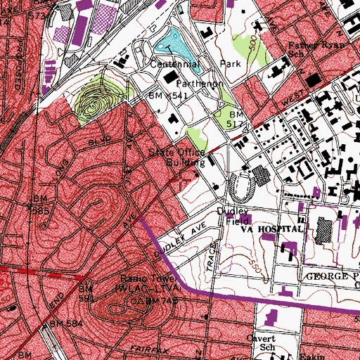 Topographic Map of Victory Campus Ministries, TN