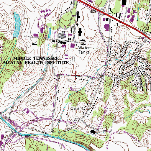 Topographic Map of Vineyard Christian Fellowship, TN