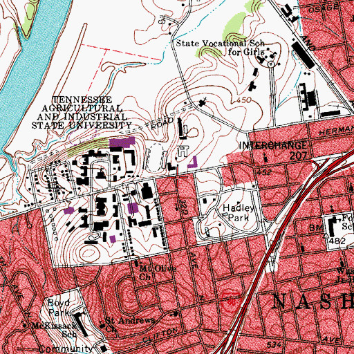 Topographic Map of Wesley Foundation North, TN