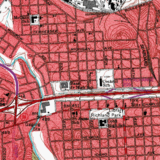 Topographic Map of West End Community Church, TN