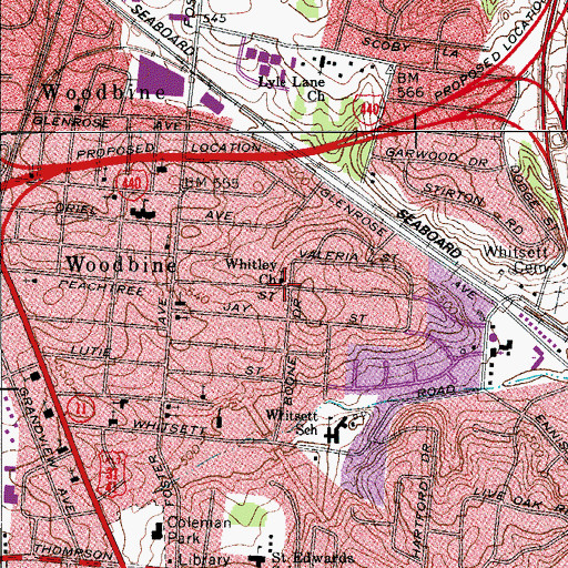 Topographic Map of Whitley Memorial Baptist Church, TN