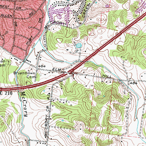 Topographic Map of Whitworth Baptist Church, TN
