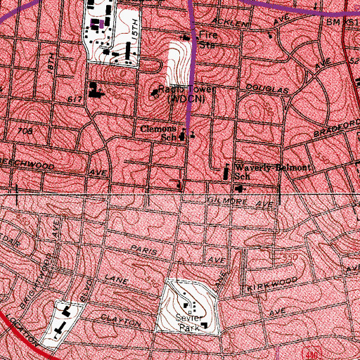 Topographic Map of Zion Christian Center, TN