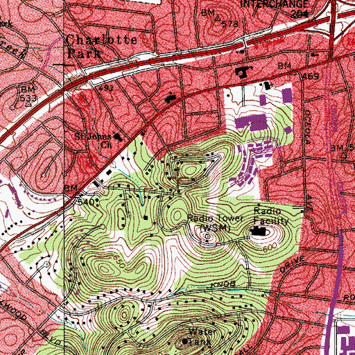 Topographic Map of Zion Mission Church, TN