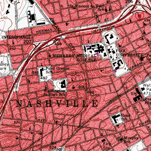 Topographic Map of Zion New Jerusalem Church and Ministry, TN