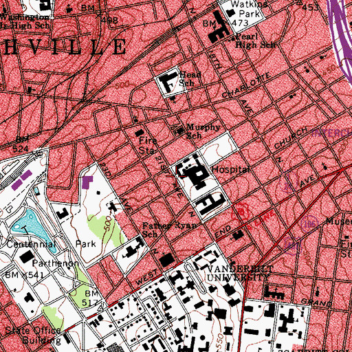 Topographic Map of Baptist Ambulatory Surgery Center, TN