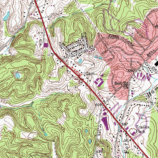 Topographic Map of Baptist Central Care Center, TN