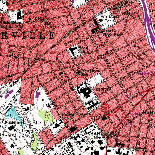 Topographic Map of Baptist North Tower Surgical Hospital, TN