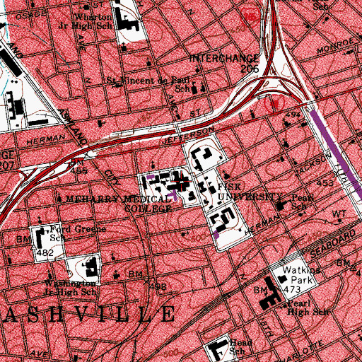 Topographic Map of George Hubbard Hospital, TN