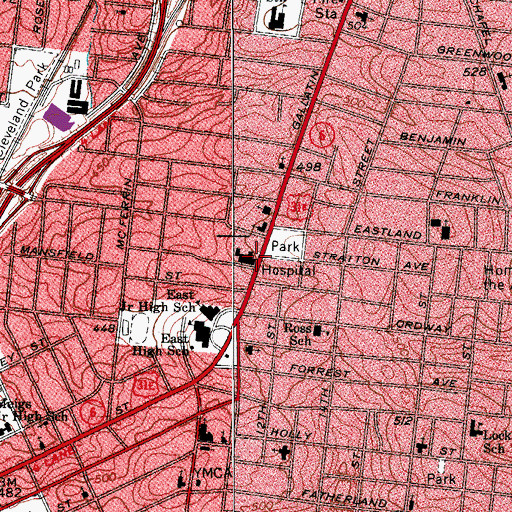 Topographic Map of Nashville Rehabilitation Hospital, TN
