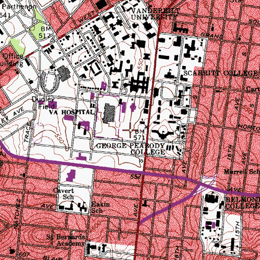 Topographic Map of The Vanderbilt Clinic, TN