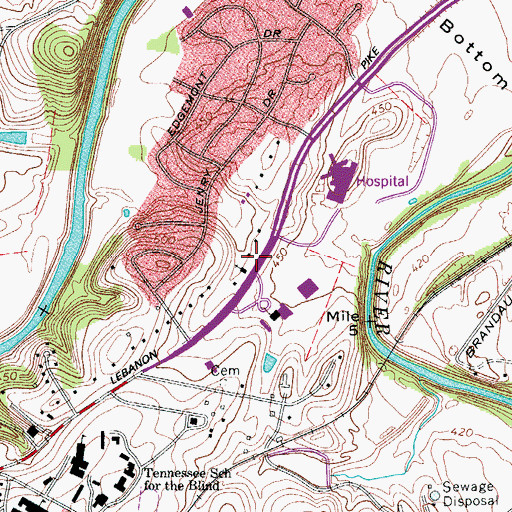 Topographic Map of Tristar Health Systems, TN