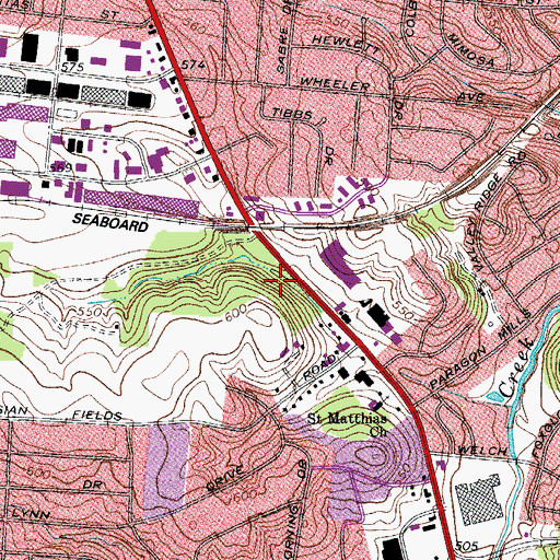 Topographic Map of Allied Center Shopping Center, TN