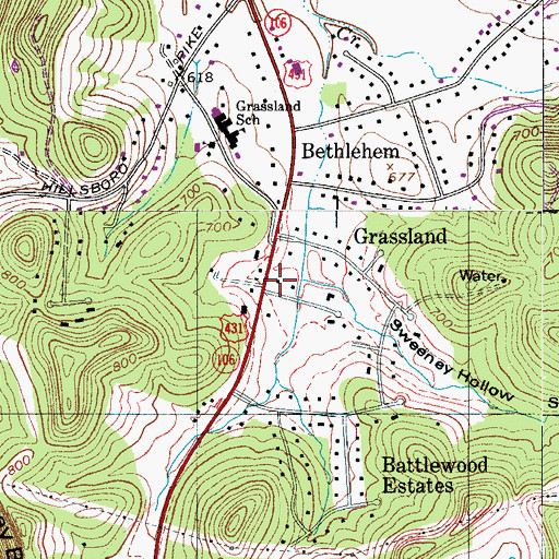 Topographic Map of Battlewood Shopping Center, TN