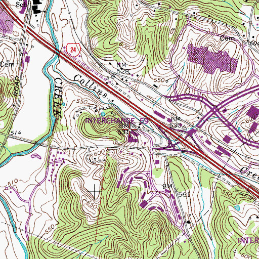 Topographic Map of Belle Ridge Commons Shopping Center, TN