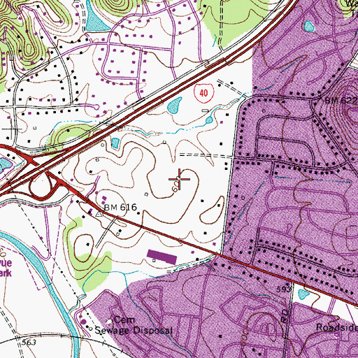Topographic Map of Bellevue West Shopping Center, TN