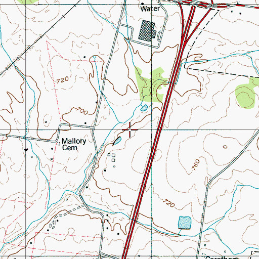 Topographic Map of Cool Springs Galleria Mall, TN