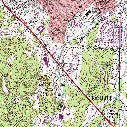 Topographic Map of Dover Pointe Shopping Center, TN