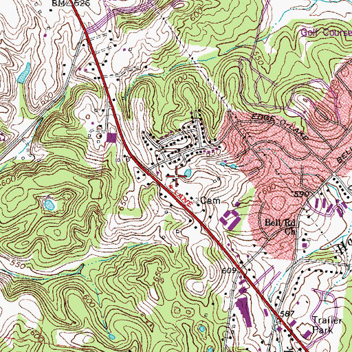 Topographic Map of Edge-O-Lake Shopping Center, TN