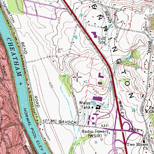 Topographic Map of Factory Stores of America Shopping Center, TN