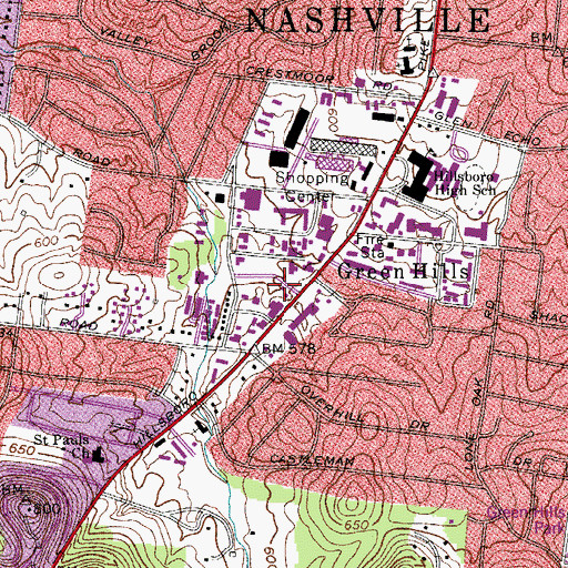 Topographic Map of H G Hill Shopping Center, TN