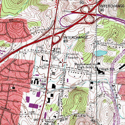 Topographic Map of Hill Shopping Center, TN