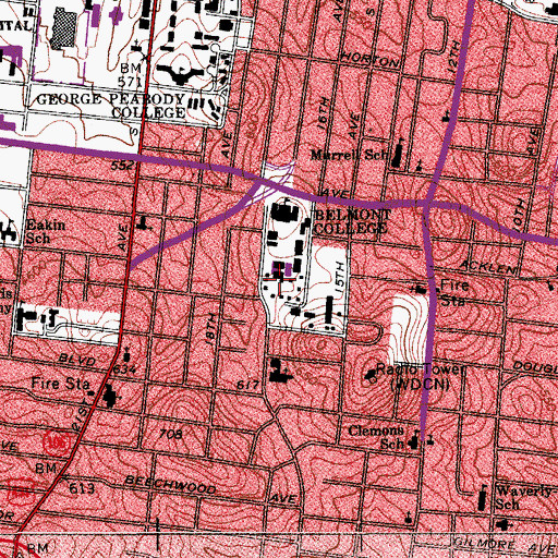 Topographic Map of Kitty B West Amphitheatre, TN