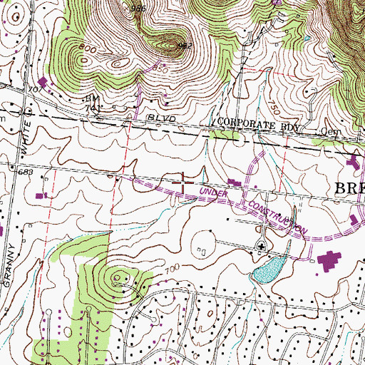 Topographic Map of Maryland Farms Shopping Center, TN
