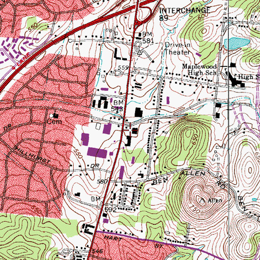 Topographic Map of North Pointe Plaza Shopping Center, TN