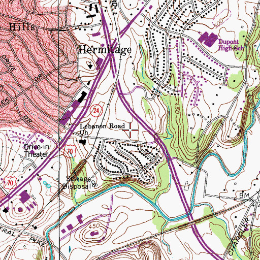 Topographic Map of Northlake Village Shopping Center, TN