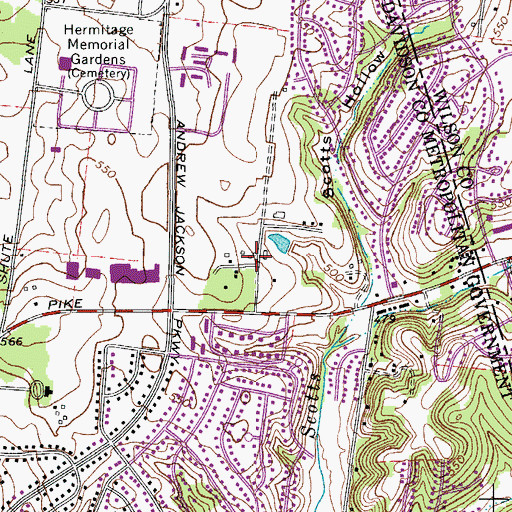 Topographic Map of Oakwood Commons Shopping Center, TN