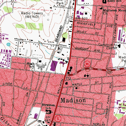 Topographic Map of Old Towne Village Shopping Center, TN
