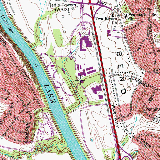 Topographic Map of Opry Mills Mall, TN
