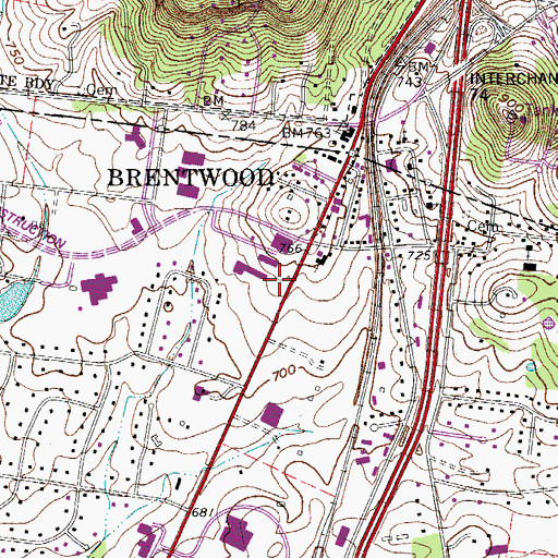 Topographic Map of Peachtree Village Shopping Center, TN