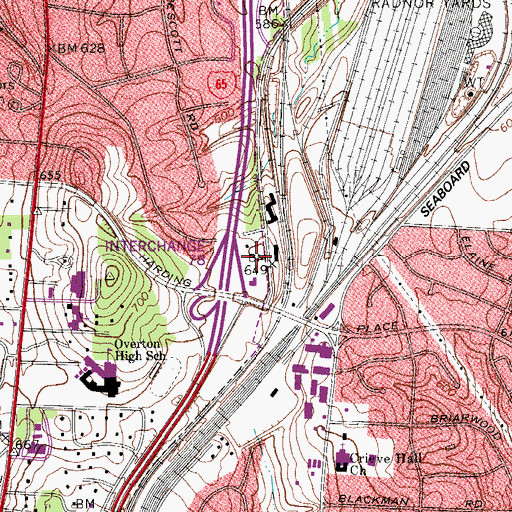 Topographic Map of South Plaza Shopping Center, TN